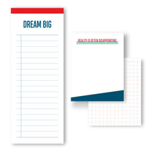 Load image into Gallery viewer, Notepad Set: Dream Big / Reality Disappointing