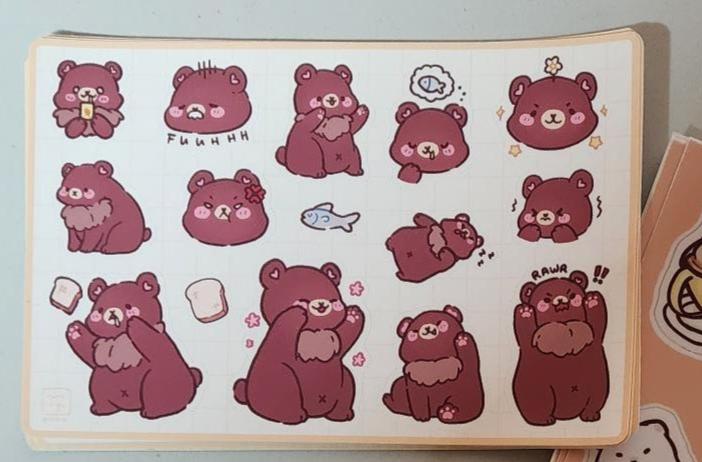 Sticker Sheet: Brown Bear