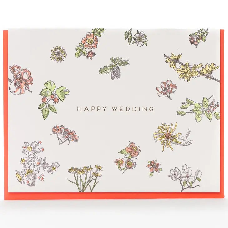 Greeting Card: Happy Wedding Florals
