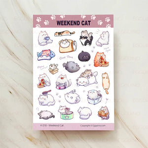 Sticker Sheet: Weekend Cat