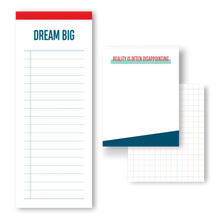 Load image into Gallery viewer, Notepad Set: Dream Big / Reality Disappointing
