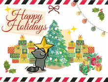 Load image into Gallery viewer, Postcard: Happy Holidays Raccoon!
