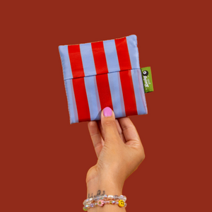 Tote: Blue & Maroon Stripes Foldable Tote