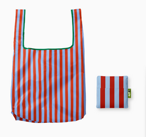 Tote: Blue & Maroon Stripes Foldable Tote