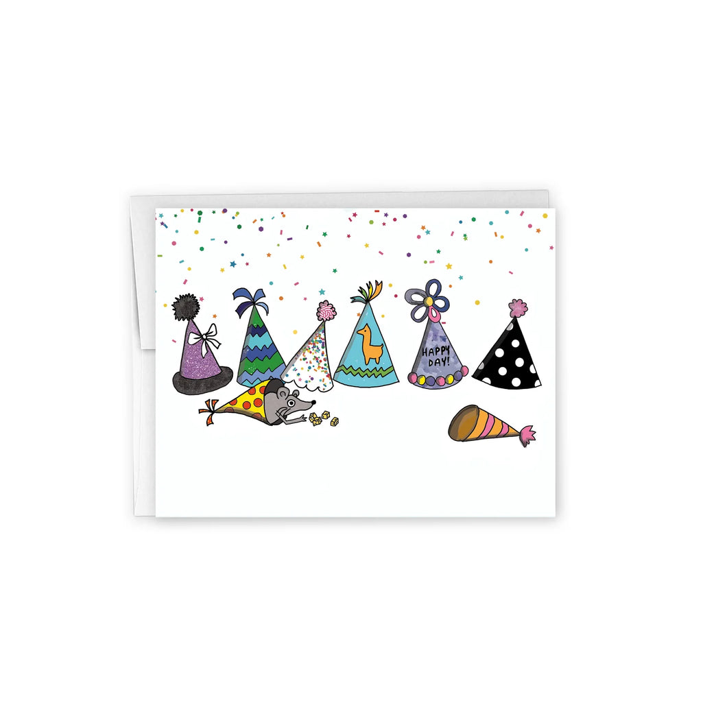 Greeting Card: Birthday Hats (Rat in a Hat)