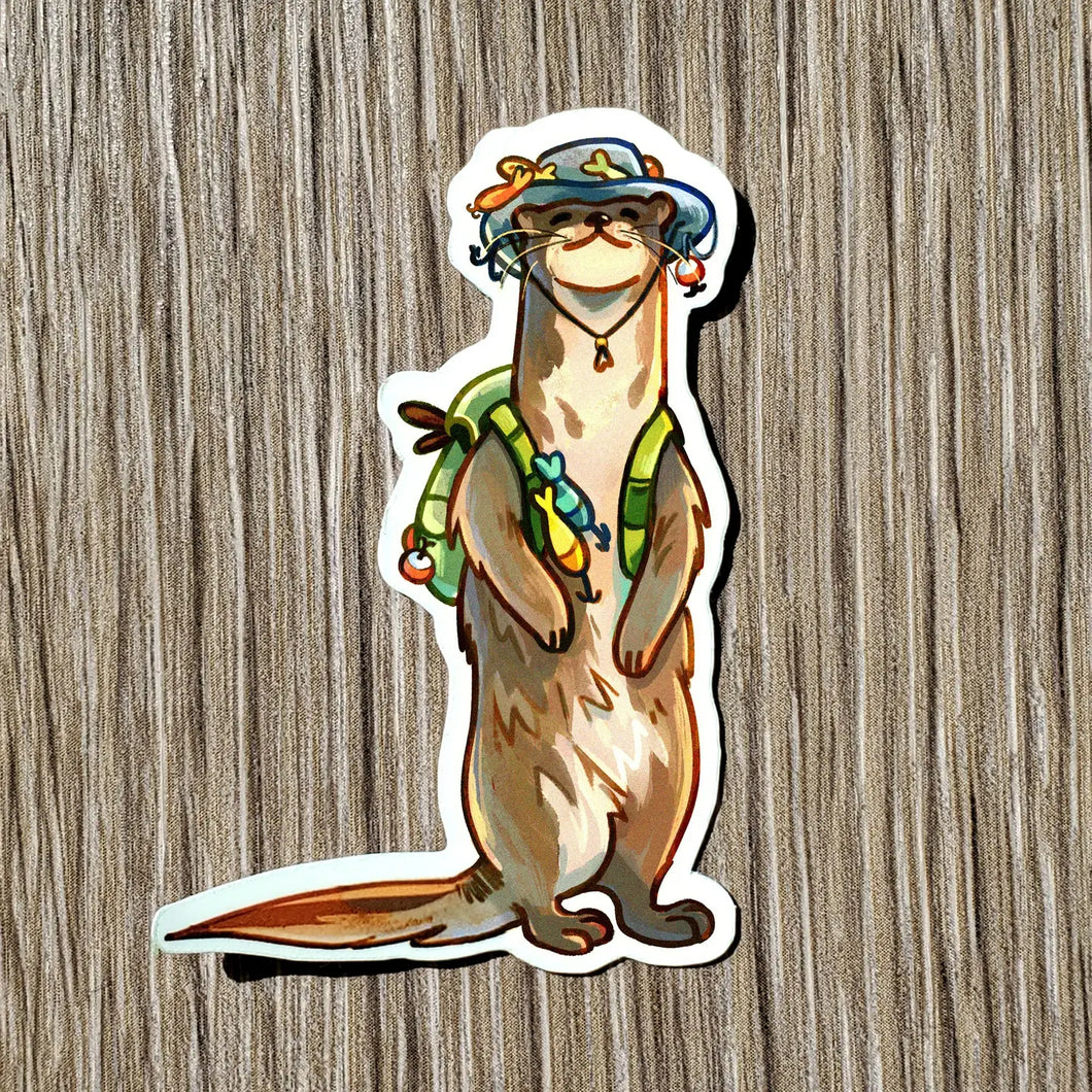 Sticker: Otter Fisherman