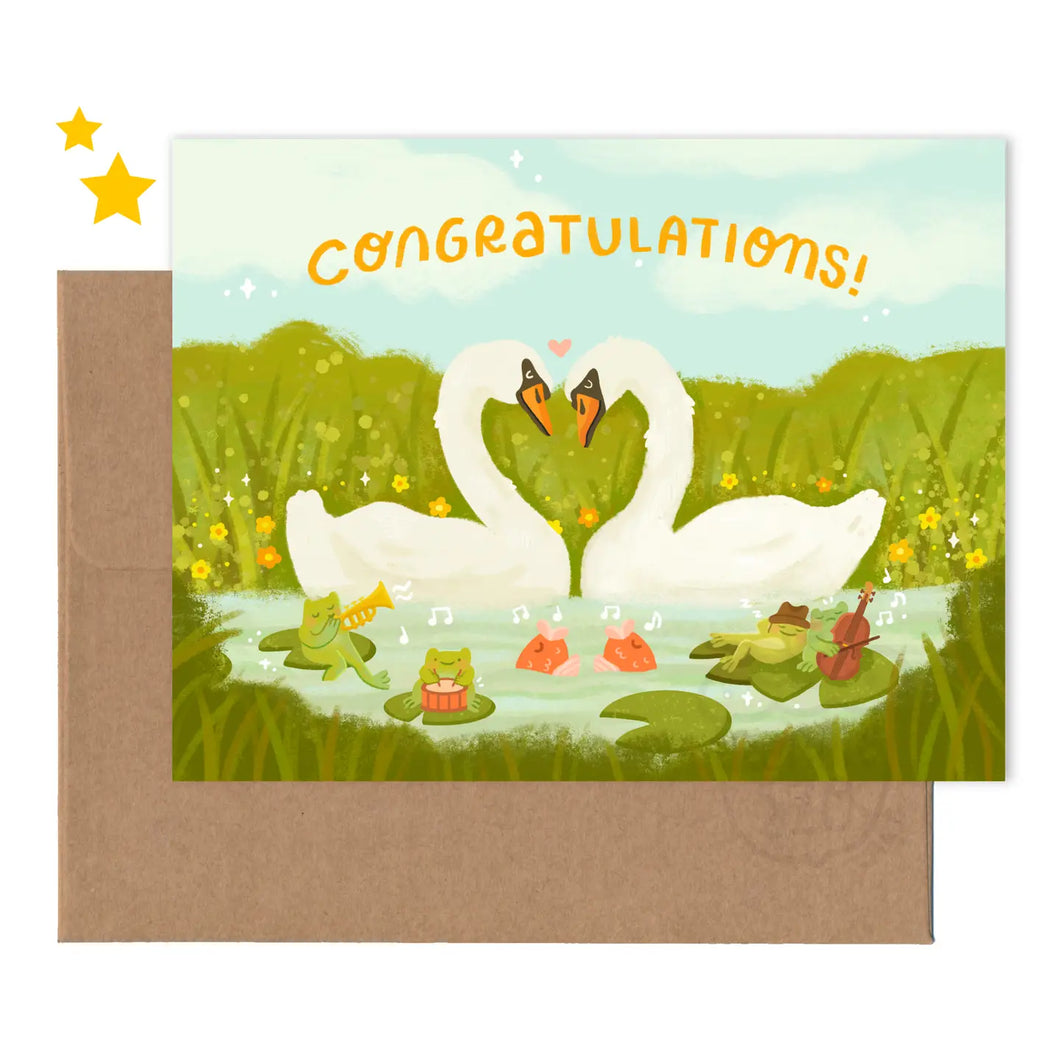 Greeting Card: Congratulations Swans