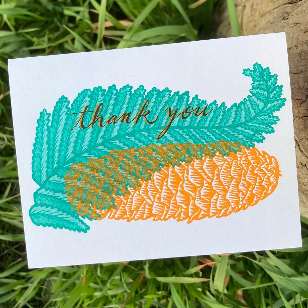 Greeting Card: Thank You - Fern & Pinecone