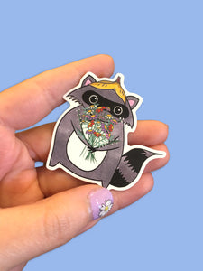 Sticker: Raccoon Flowers