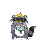 Load image into Gallery viewer, Sticker: Raccoon Flowers
