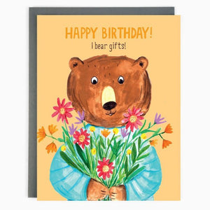 Greeting Card: BIRTHDAY BEAR WITH FLOWERS