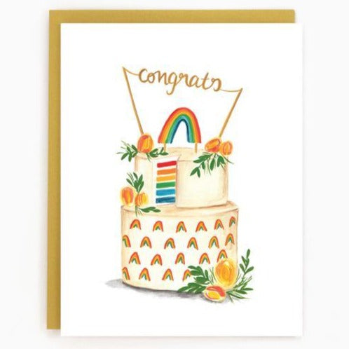 Greeting Card: CONGRATS RAINBOW CAKE