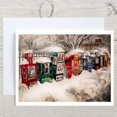 Greeting Card: NEWSPAPER BOXES WINTER