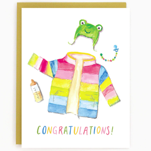 Greeting Card: RAINBOW PARKA BABY